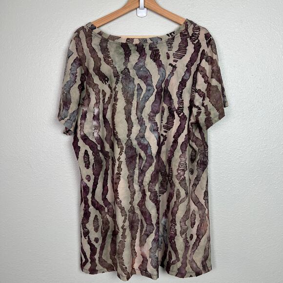 LOGO by Lori Goldstein Women's Size 1X Knit Jacquard Scoop Neck Short Sleeve Top - Picture 6 of 6